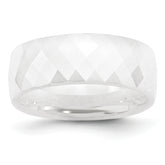 Chisel Ceramic White Faceted 8mm Polished Band