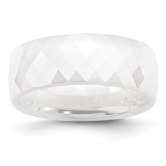 Chisel Ceramic White Faceted 8mm Polished Band