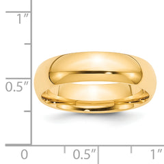14k Yellow Gold 6mm Standard Weight Comfort Fit Wedding Band Size 14