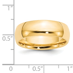 14k Yellow Gold 7mm Standard Weight Comfort Fit Wedding Band Size 14