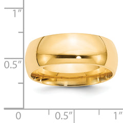 14k Yellow Gold 8mm Standard Weight Comfort Fit Wedding Band Size 14