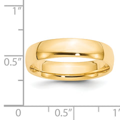 14k Yellow Gold 5mm Lightweight Comfort Fit Wedding Band Size 14