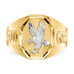 14k and Rhodium Men's Eagle Ring