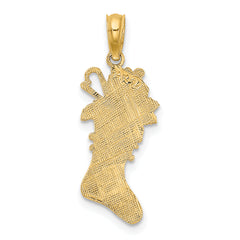 14k Polished Christmas Stocking Charm