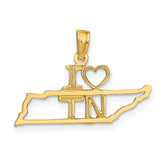14k Solid Tennessee State Pendant
