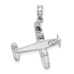 14k White Gold 3-D Low-Wing Airplane Pendant