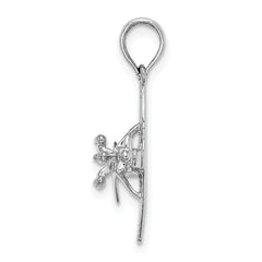 14K White Gold 3-D High Wing Airplane Charm