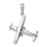 14K White Gold 3-D High Wing Airplane Charm