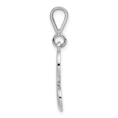 14KW White Gold Solid Polished Script Filigree Letter H Initial Pendant