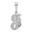 14KW White Gold Solid Polished Script Filigree Letter J Initial Pendant