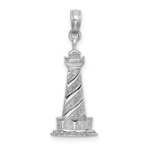 14K White Gold 2-D Cape Hatteras Lighthouse Charm