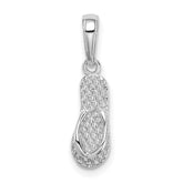 14K White Gold 3D HAWAII Flip-Flop Pendant
