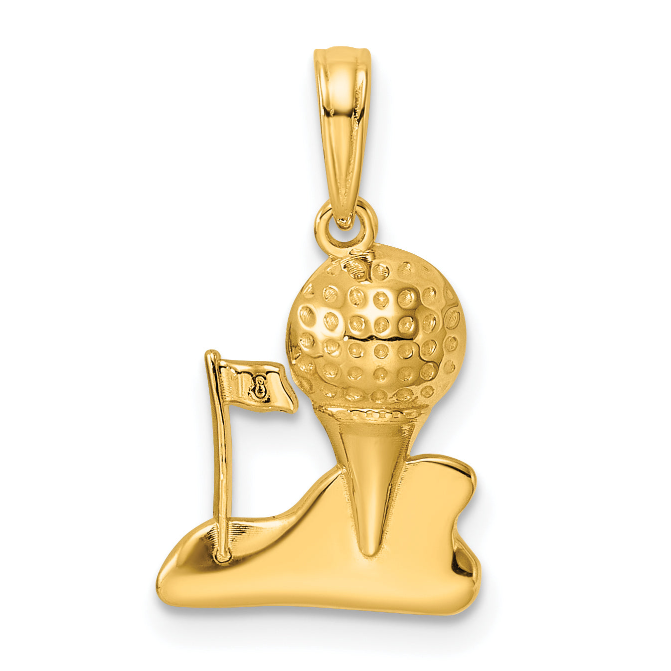 14k Solid Polished Golfing Charm