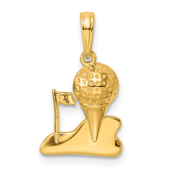 14k Solid Polished Golfing Charm