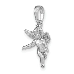 14k 3D White Gold Polished Solid Angel Pendant