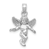 14k 3D White Gold Polished Solid Angel Pendant