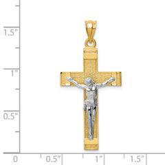 14k Two-tone INRI Crucifix Pendant