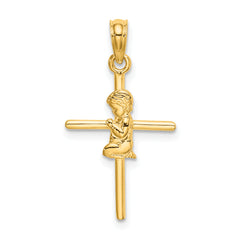 14k Praying Boy Cross Charm