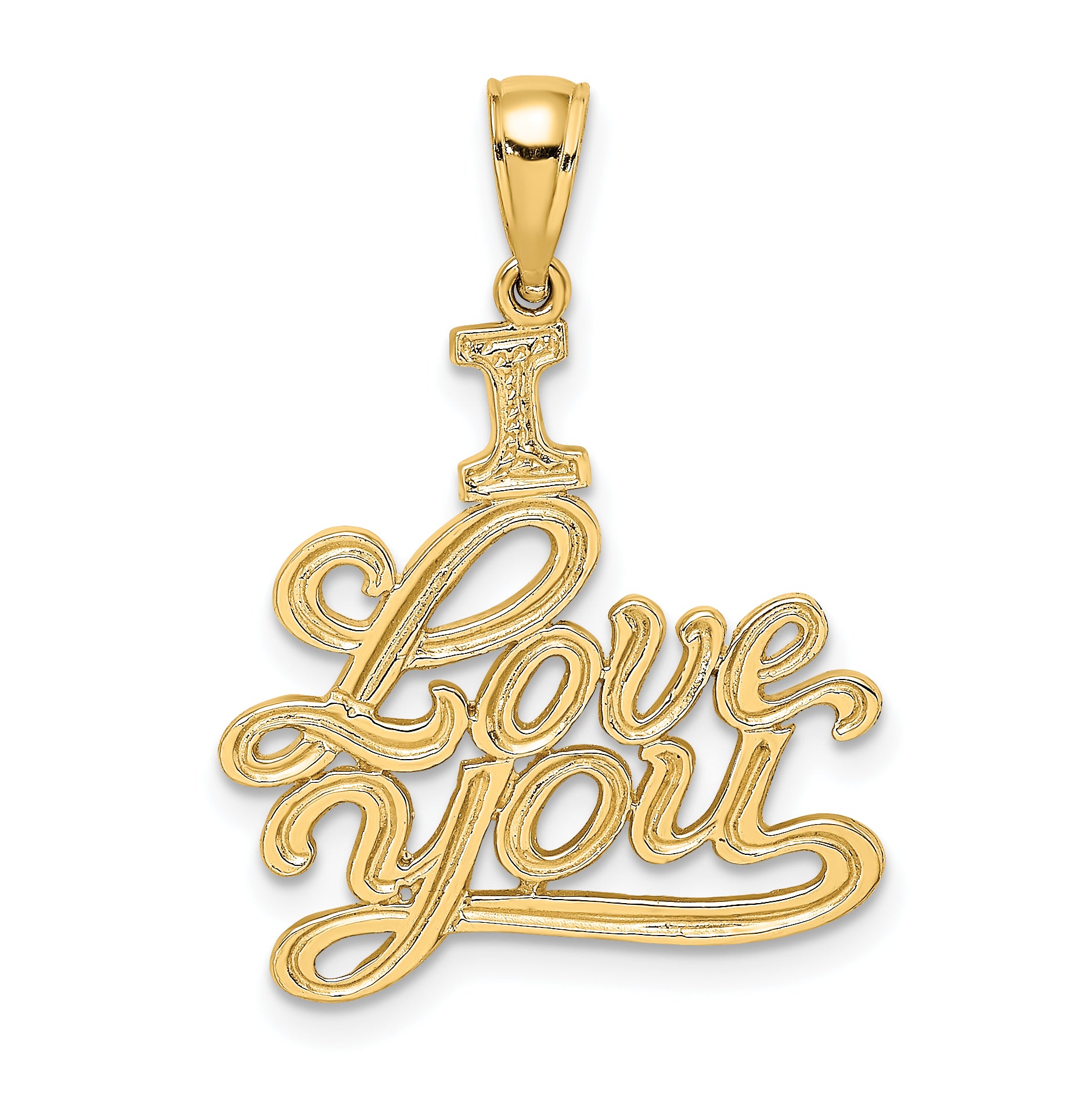 14K Textured I LOVE YOU Charm