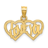 14K I LOVE YOU Double Heart Charm