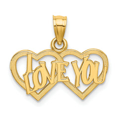 14K I LOVE YOU Double Heart Charm