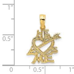 14K HE LOVES ME Heart Charm