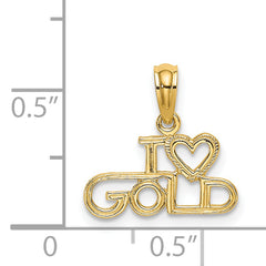 14K Polished / Textured I LOVE GOLD Charm