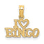 14K Polished/Textured I LOVE BINGO Charm