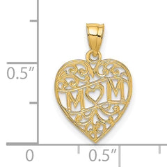 14K MOM in Heart Charm