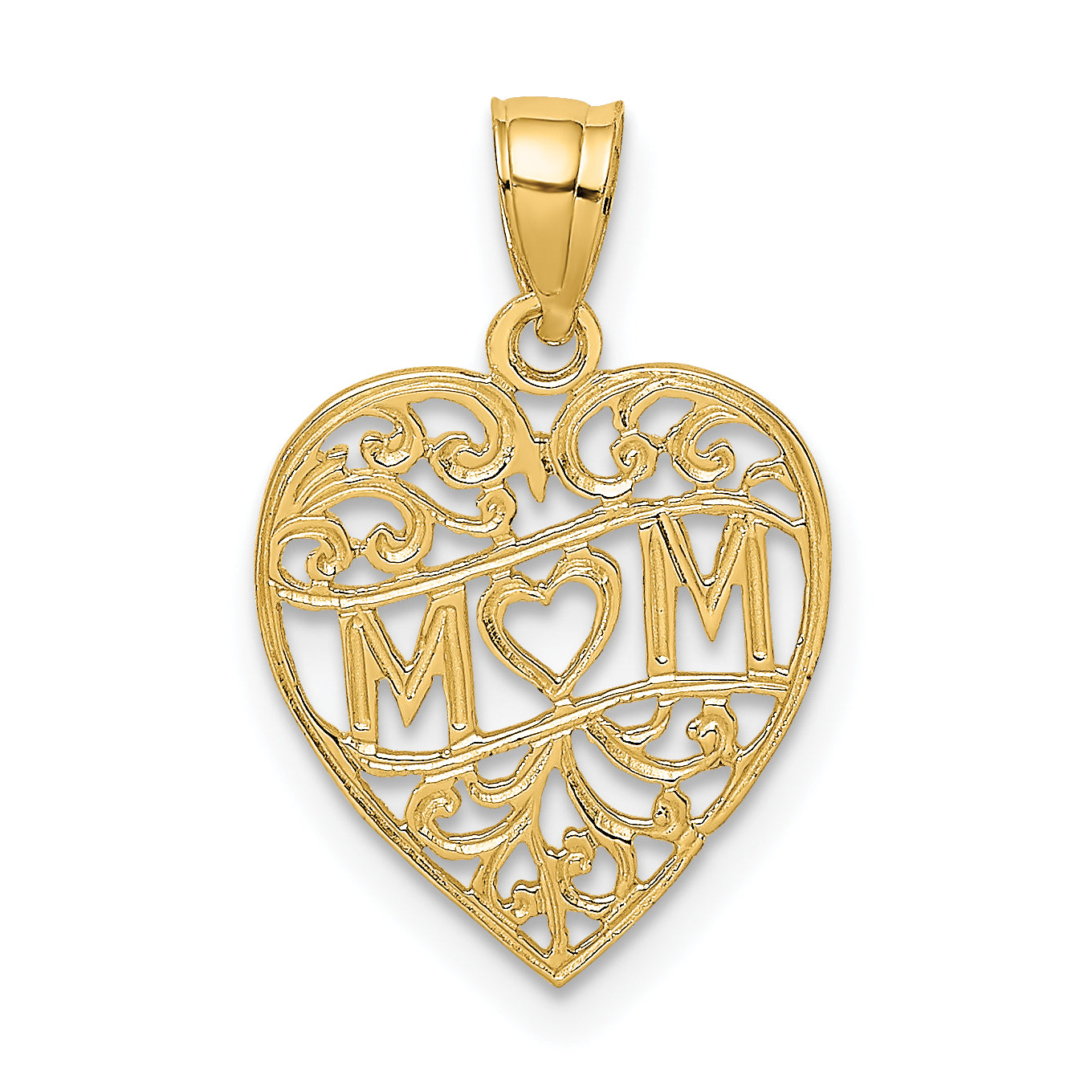 14K MOM in Heart Charm
