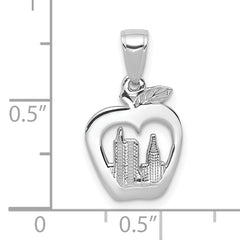 14k White Gold New York Skyline in Apple Pendant