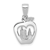 14k White Gold New York Skyline in Apple Pendant