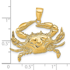 14K Large Blue Crab Pendant