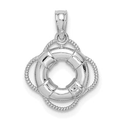 14K White 3D Gold Lifesaver Pendant