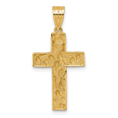 14K Polished/Textured Nugget Style Cross Pendant
