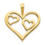 Heart in Heart Pendant in 14K Yellow Gold, 21x19mm - Sophia Jewelers