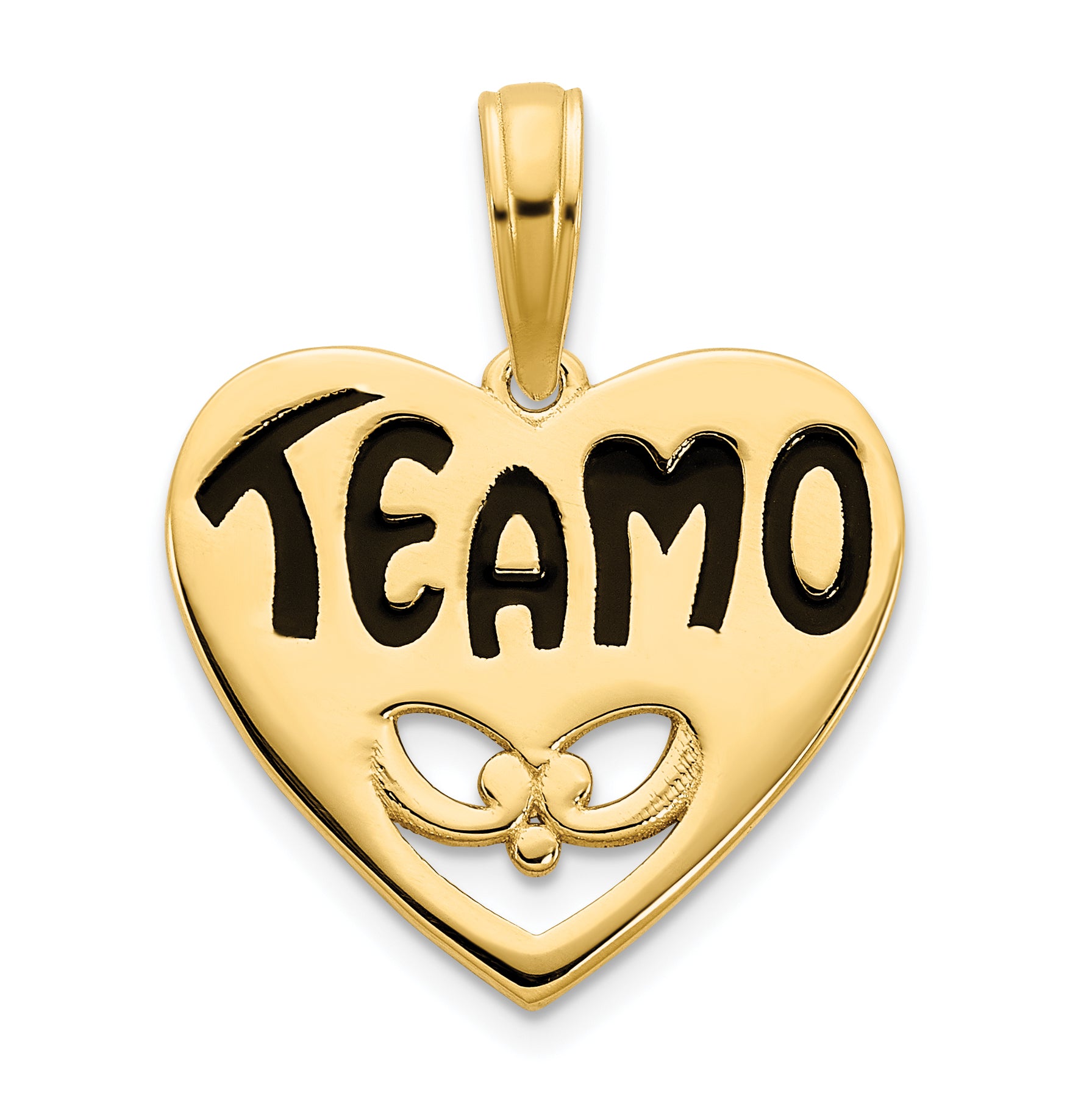 14ky Epoxy Te amo Heart Charm