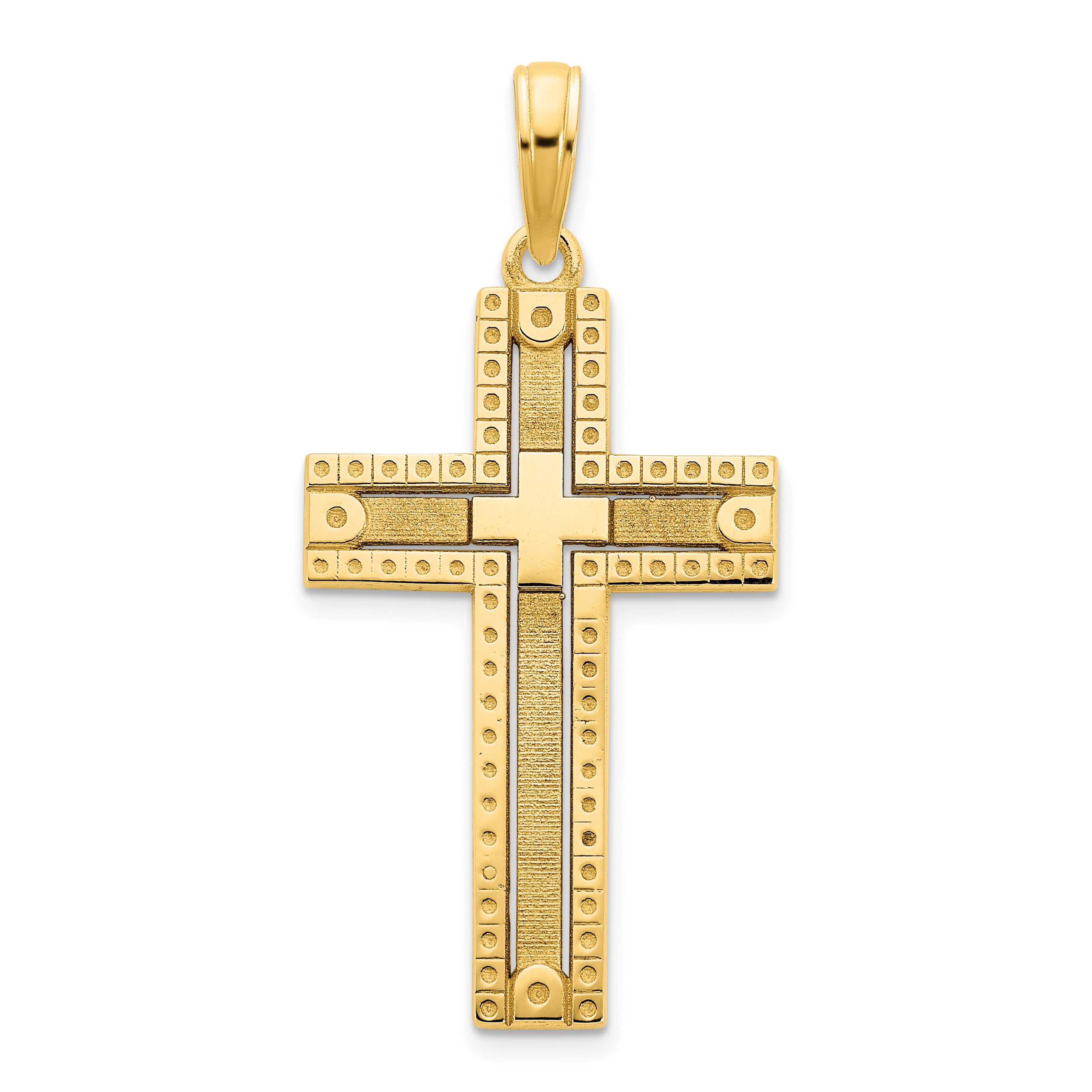 14k Fancy Sandblasted Cross Pendant