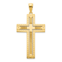 14k Fancy Sandblasted Cross Pendant