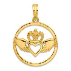 14k Claddagh Circle Pendant