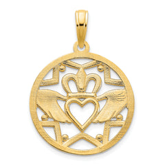14k Claddagh Circle Pendant