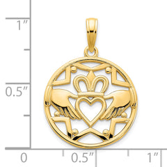 14k Claddagh Circle Pendant