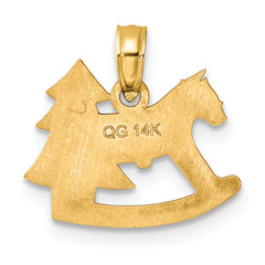 14k Polished Epoxy Rocking Horse with Christmas Tree Pendant