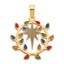 Christmas Lights & North Star Pendant in 14K Yellow Gold, 24mm - Sophia Jewelers