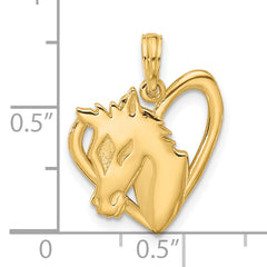 14K Polished Heart with Horse Pendant