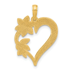 14k Polished Floral Heart Pendant