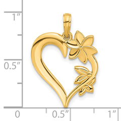 14k Polished Floral Heart Pendant