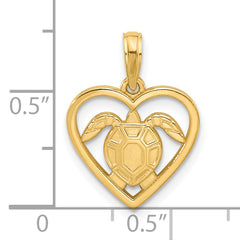 14K Polished Turtle in Heart Pendant