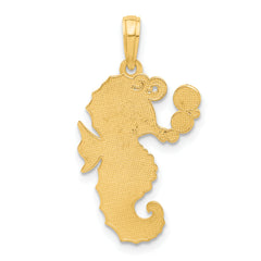 14k Polished Seahorse with Bubbles Pendant