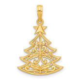14k Polished Fancy Scrolled Christmas Tree Pendant